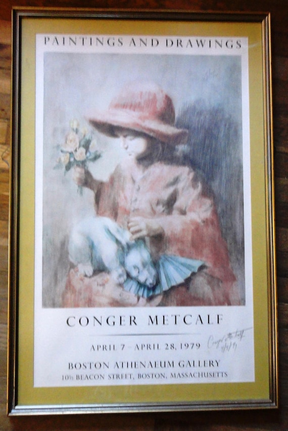 CONGER METCALF Hand Signed & Dated Boston ATHENAEUM Gallery Advertising!