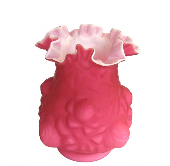 Fenton "Puffy Rose" Cased Glass Vase, Made for the L.G. Wright Glass Company