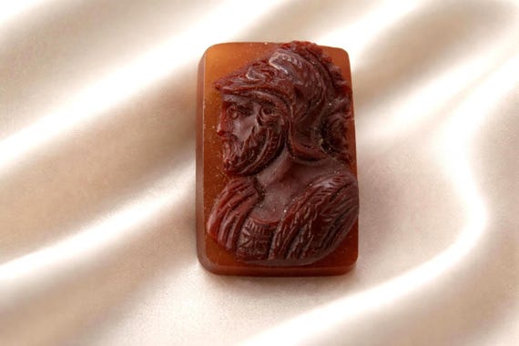 Carved Carnelian Greek or Roman Soldier Loose Stone Fine Carved High Relief