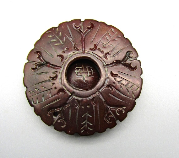 Antique Chinese Brown Jade Talisman Pendant Amulet Shake Rattle