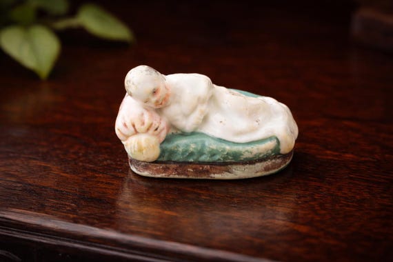 Antique Chinese Export Porcelain Piano Baby Figurine, Late 19thC, Incised Mark