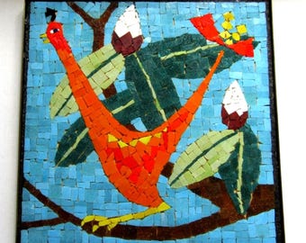 Evelyn Ackerman Partridge Mosaic #101 Rare Solid Brass Frame ERA Industries MCM