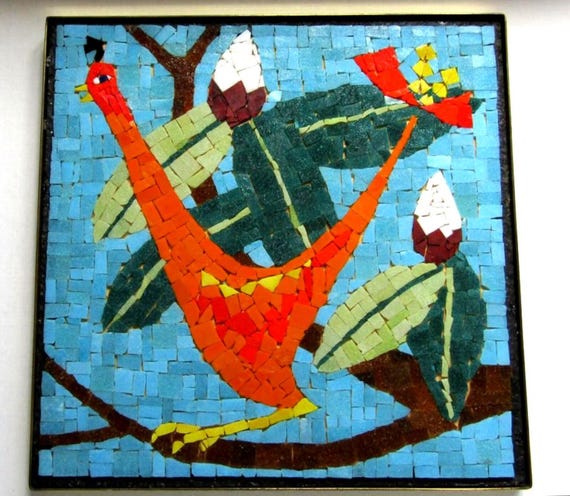 Evelyn Ackerman Partridge Mosaic #101 Rare Solid Brass Frame ERA Industries MCM