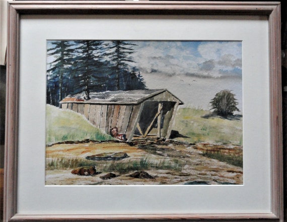 Lovely Watercolor Painting Old Building in the Woods Impressionist Unsigned