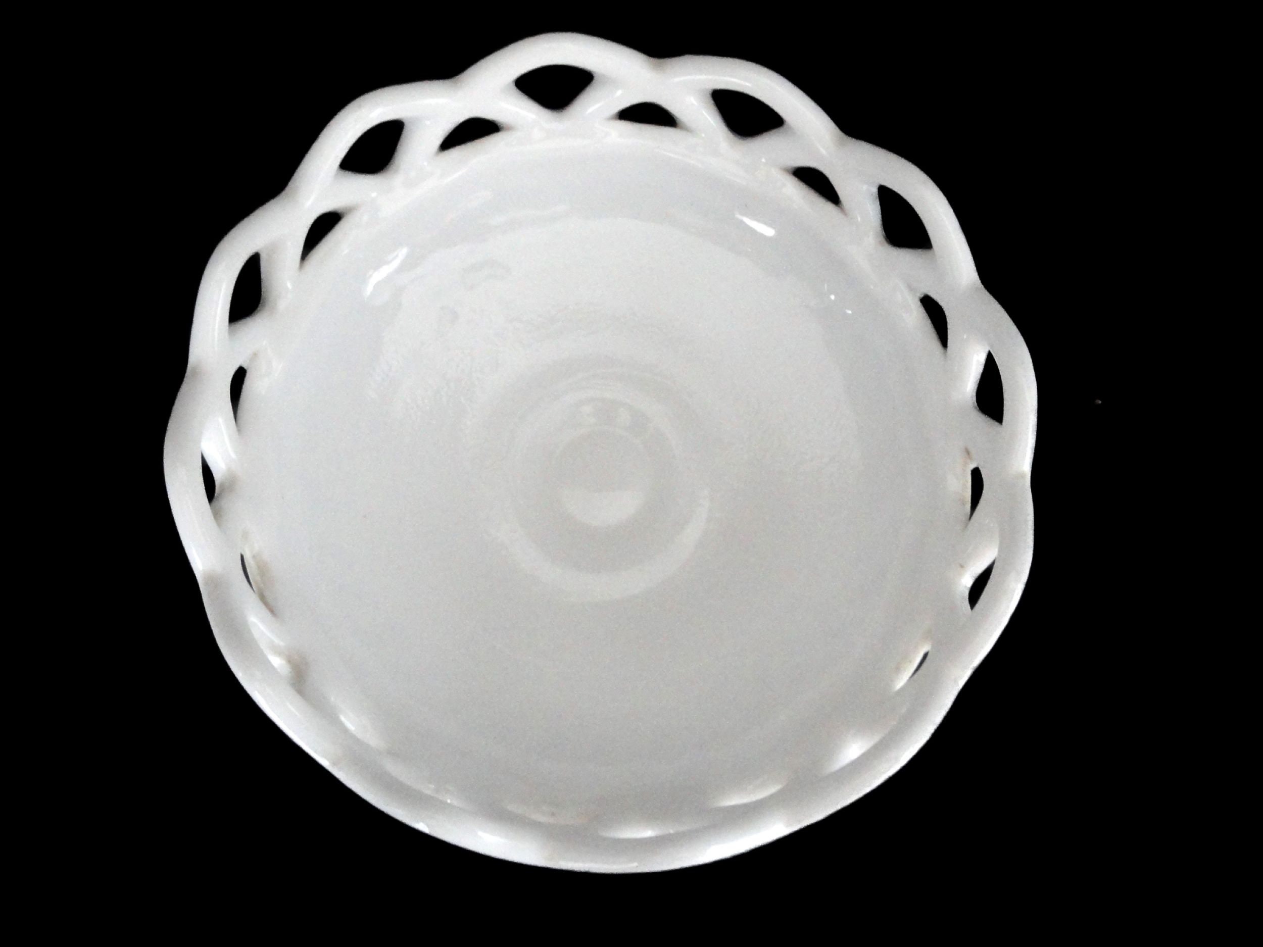 Imperial Glass White Milk Glass Open Lace Pedestal Dish - Etsy