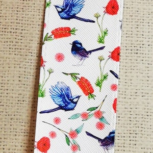 Fairy Wren printed faux leather bookmark