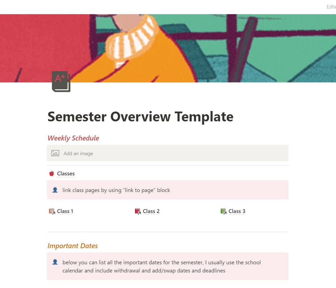 Notion Semester Overview Template Etsy Notion Semester Overview Template Etsy