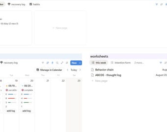 Eating disorder recovery homebase - symptom tracker, feelings log, habit tracker, things to bring up in therapy
