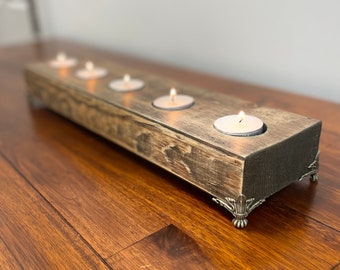Hand Made 5 candle holder with rustic feet