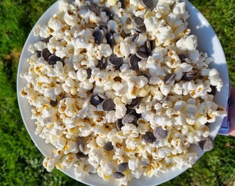 cheesy chocolate popcorn. Popcorn for dogs. Dog chocolate treats. Easter dog treats