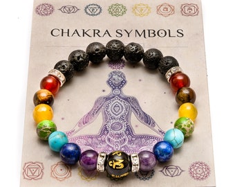 Chakra bracelet for Anxiety relief. Natural Crystal Healing Jewellery. Mandala Yoga bracelet