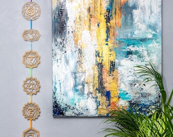 Wooden Chakra Sign Wall Decor, Mandala Symbol, Yoga Meditation Therapy