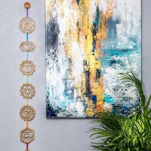 Wooden 7 chakra Sign Home Wall Decor. 5&quot; in size. Mandala Symbol Energy. Yoga Meditation Therapy
