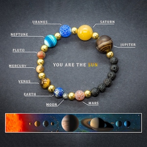 Solar System Bracelet. Gemstone Universe Planet Jewellery. Crystal Healing