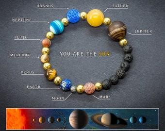 Solar System Bracelet. Gemstone Universe Planet Jewellery. Crystal Healing