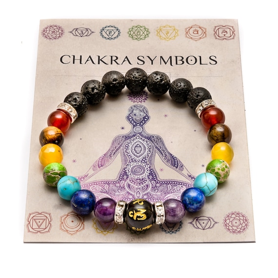 7 Chakra Bracelet With Meaning Card Anxiety Bracelet Natural Etsy