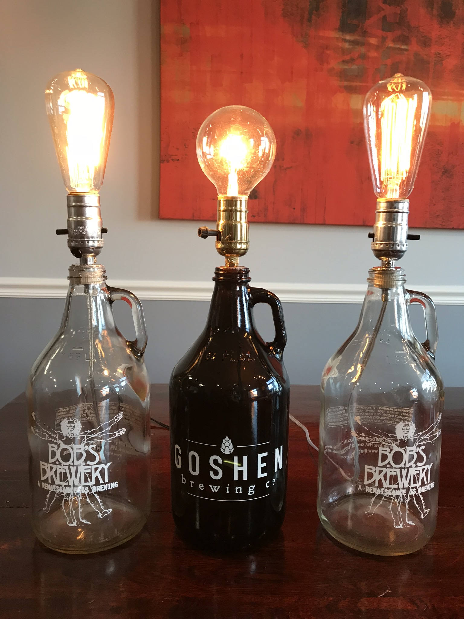 Handmade Craft Beer Growler Bottle Lamp with Edison Bulb Etsy