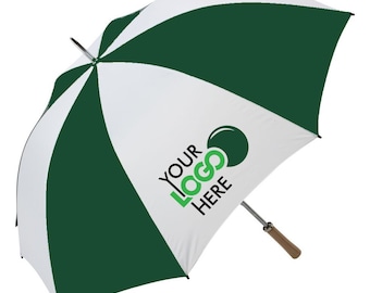 Personalised Umbrellas Customised & Custom Printed with your Logo or Photo - Dark Green and White