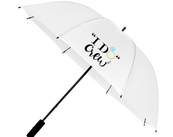 Large White Wedding Umbrellas with ''I DO CREW'' Design Print - Ideal for guests or the Bride & Groom