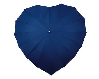 Heart Shaped Umbrella in Navy Blue with Sun Shade UV Protection - Premium Wedding Parasol Umbrella