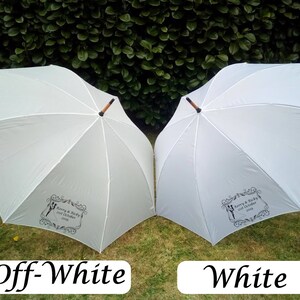Personalise Wedding Umbrella Parasol & Custom Print Off-White Ivory or White image 3