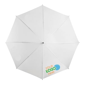 white golf umbrella custom printed on 1 panel with no minimum order.