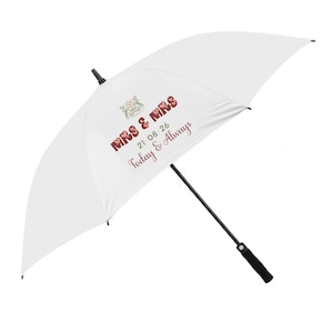 Wedding Umbrella Personalised with Date - Mr and Mrs Design with your wedding date