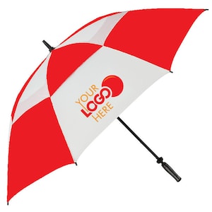 Customised Umbrellas Personalised with Your Logo, Photo or Message - Red & White Vented Canopy Golf Umbrella