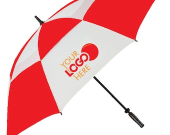 Customised Umbrellas Personalised with Your Logo, Photo or Message - Red & White Vented Canopy Golf Umbrella