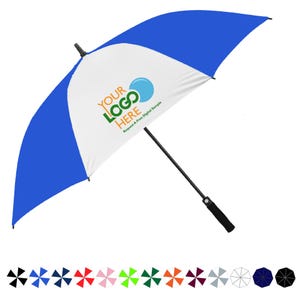 Customised Golf Umbrella in Blue - Custom Printed and Personalised with Logo or Company Brand - Royal Blue & White