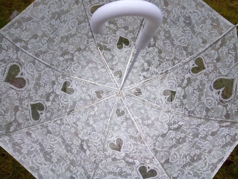 Wedding Umbrellas Clear Transparent with Lace Print Heart Etsy