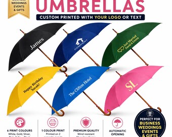 Personalised Umbrella Custom Logo or Name Print Branded Business Gift Wedding Promotional