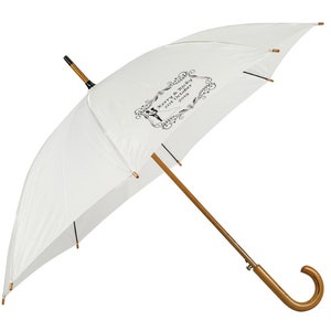 Personalise Wedding Umbrella Parasol & Custom Print Off-White Ivory or White image 2