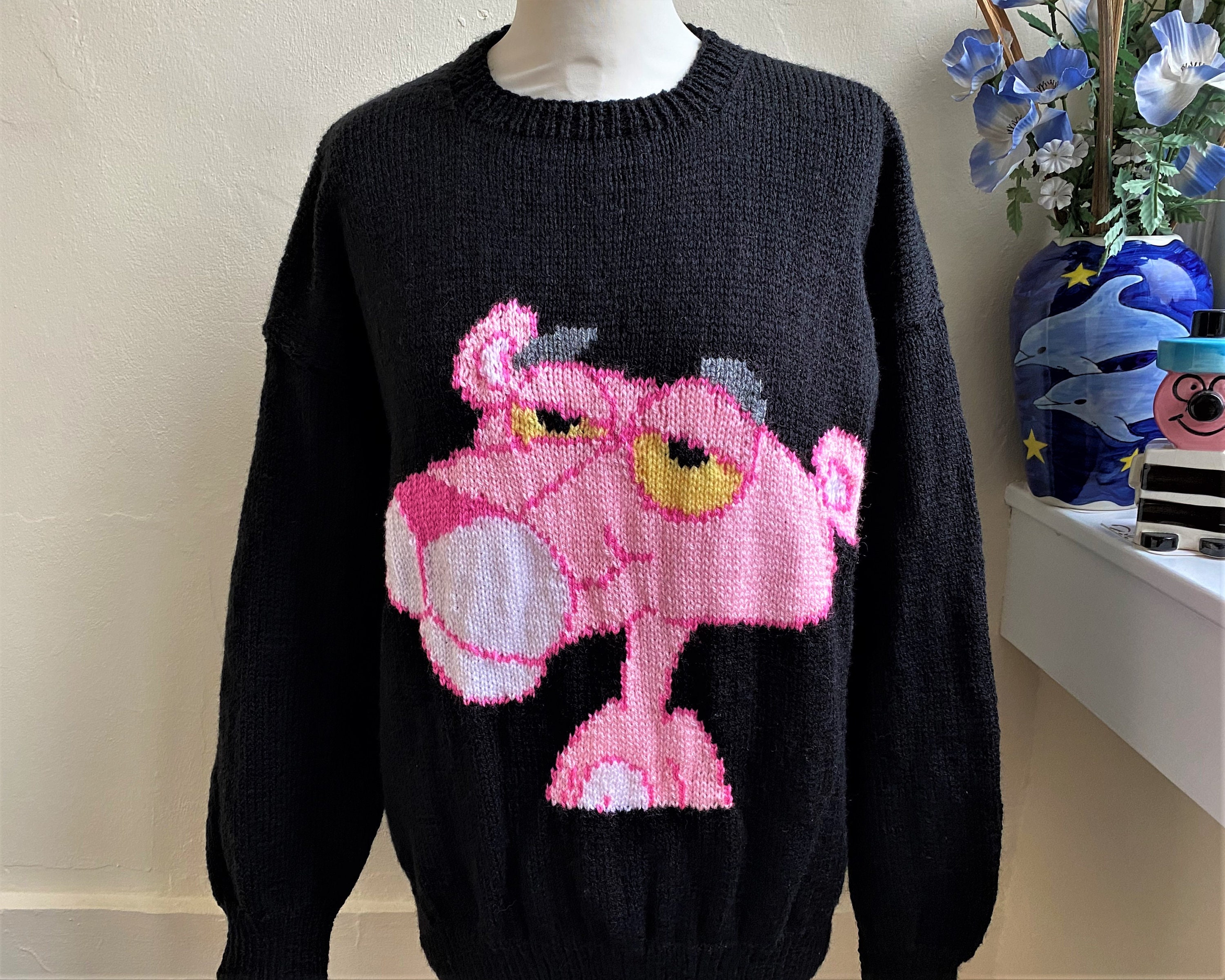 Pink Panther Hand Knitted Sweater | Etsy