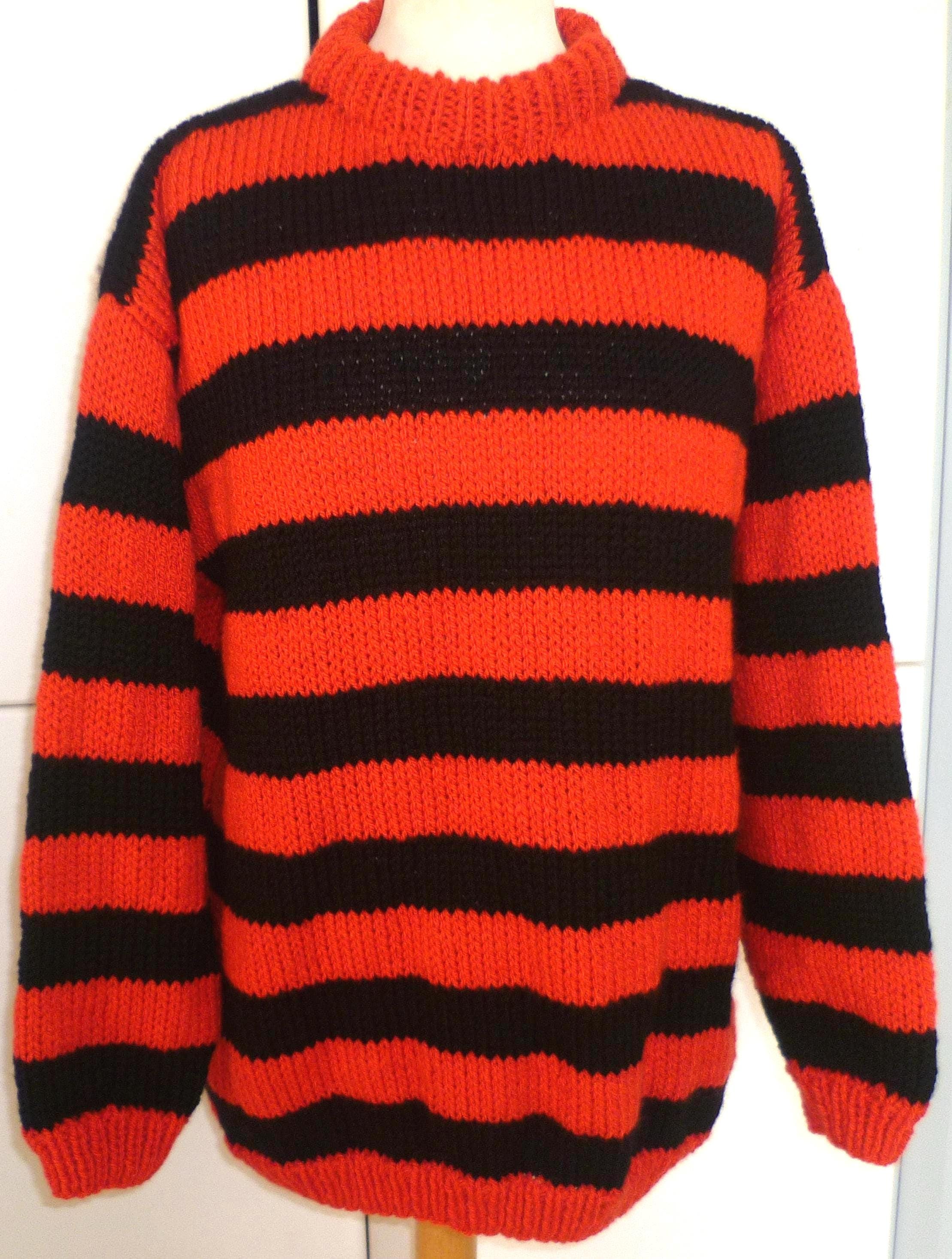 Red and Green Striped Sweater - Etsy UK