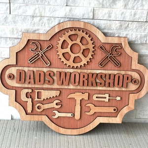 Personalised Dad Workshop Sign | Grandad | Wooden Wall Plaque | Gift for Him/Her | Father's Day I Christmas Gift