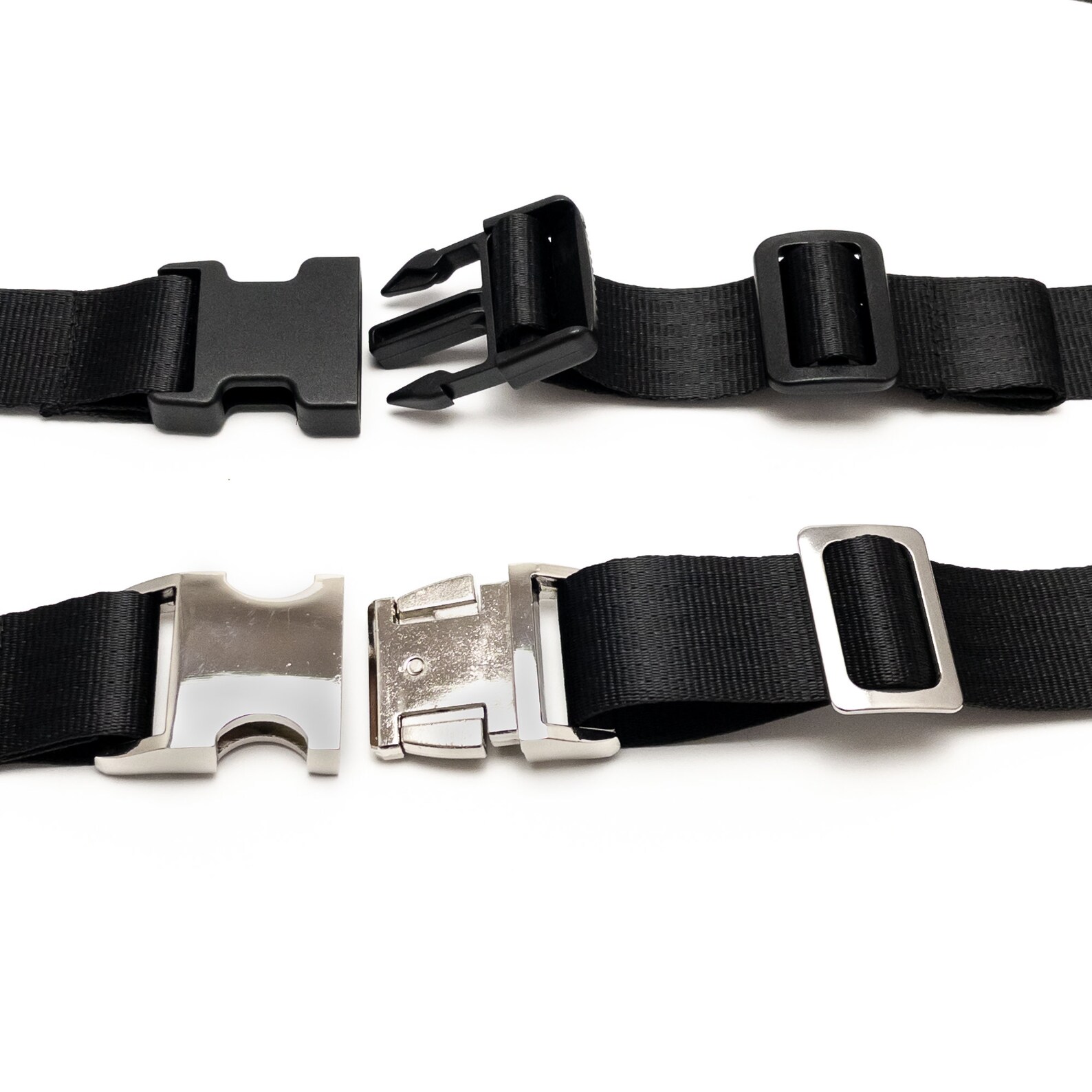 10x Gurtband-Schnallen Schwarz 3cm - Seitliche Öffnung Aus Hartplastik