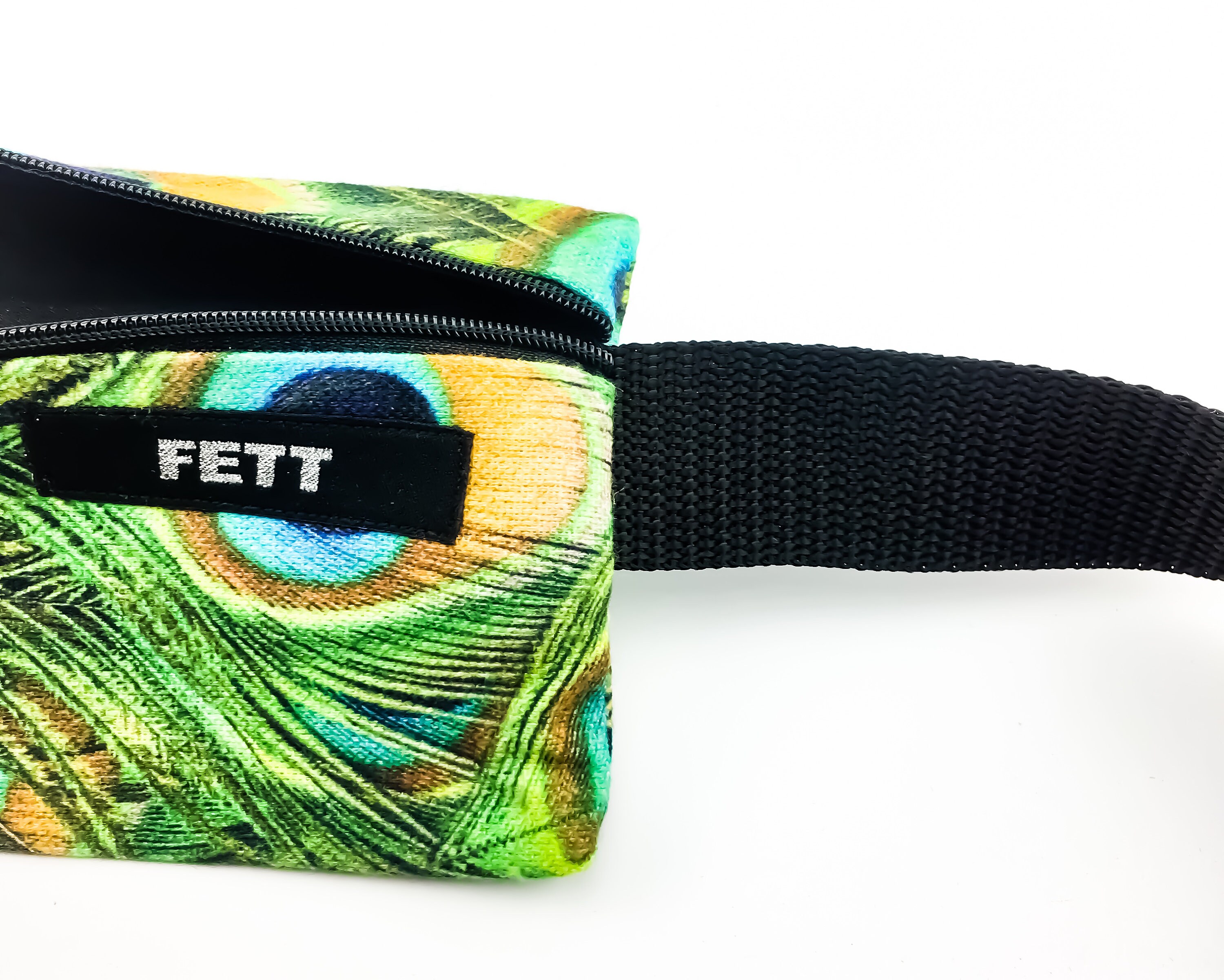 Flat fanny pack in black for phone wallet and keys peacock Etsy