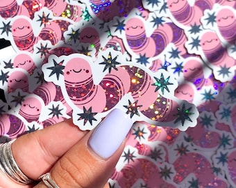 Glitter Worm Sticker, Planner stickers, bullet journal stickers, illustrated stickers, laptop sticker, water bottle sticker, Kindle sticker