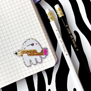 Sticker Gus Ghost au crayon, sticker agenda, sticker bullet journal, sticker illustré, sticker pour ordinateur portable, sticker pour bouteille d'eau, sticker pour Kindle