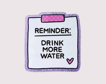 Drink Water Sticker, Planner stickers, bullet journal stickers, illustrated stickers, laptop sticker, water bottle sticker, waterproof