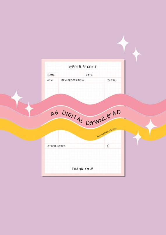 small business order receipt order log invoice printable etsy