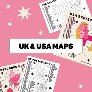 Code postal du Royaume-Uni et carte des ventes de l'État des États-Unis, suivi de commande, suivi des ventes, carte illustrée, journal de petite entreprise, suivi de petite entreprise, feuille à colorier