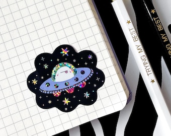 Ufo Ghost Sticker, Planner sticker, bullet journal sticker, illustrated sticker, laptop sticker, water bottle sticker, Kindle sticker