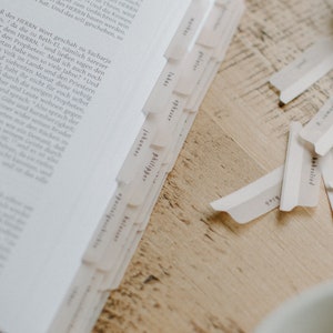 GERMAN/DEUTSCH Minimalist Bible Tabs | Bibelregister Deutsch | Vellum | Beautiful & Simple Vellum Index Stickers | Neutral, Boho | Adhesive