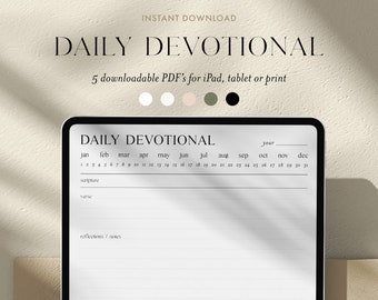 Digital Minimalist Daily Devotional | 5 PDF's For Print/iPad | Bible Study Devotional Notes Journal | Goodnotes Procreate | Planner Template