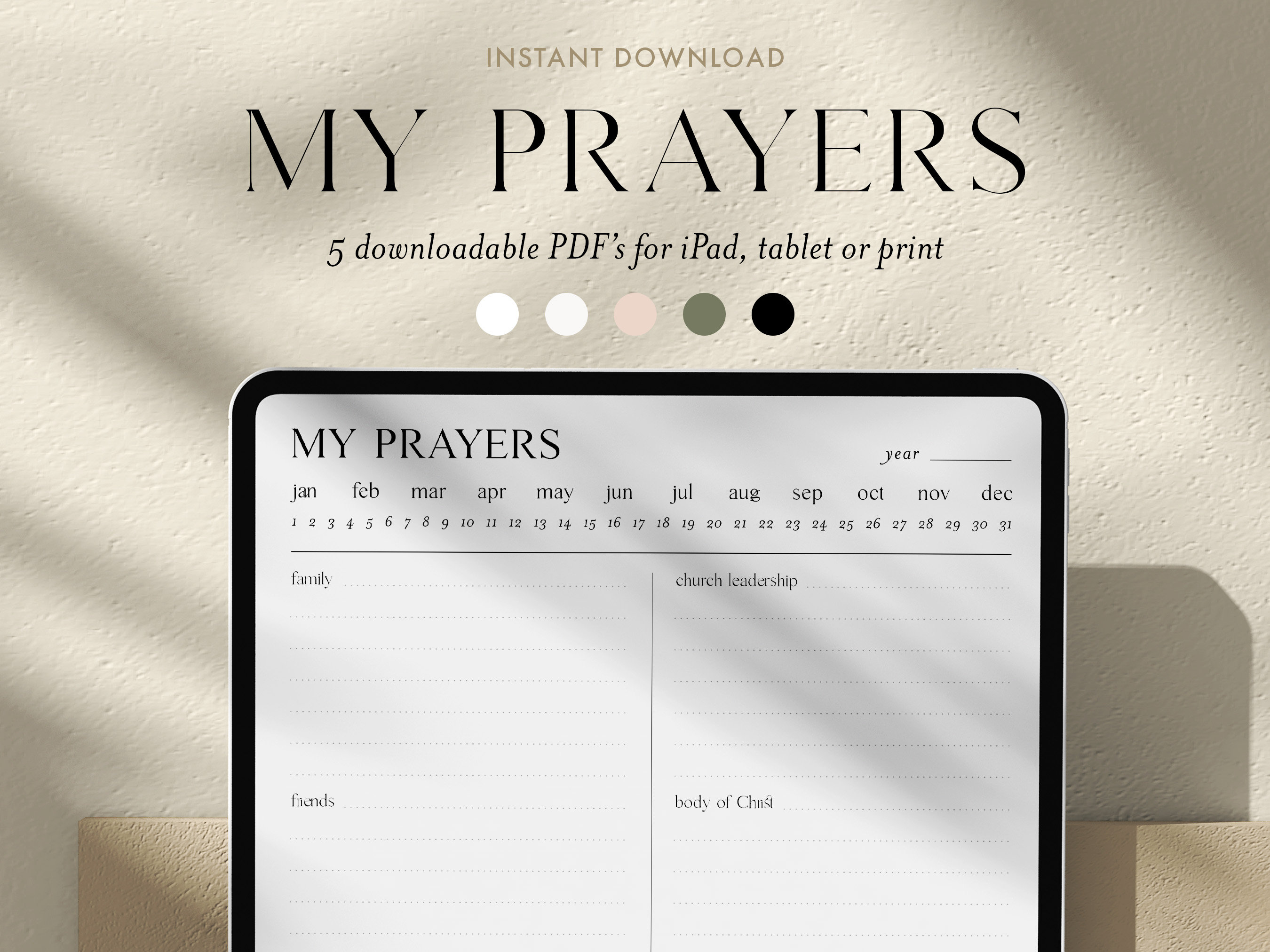 Digital Minimalist Prayer Journal | 5 Pdf's for Print or iPad | Bible ...