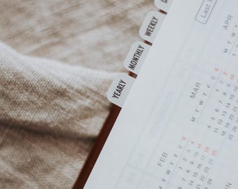 MINI Yearly/Monthly/Weekly/Daily/Notes Tabs | Vellum | Beautiful, Simple, Cute Divider Stickers | Clear Planner Tab| Pair Hobonichi Planners