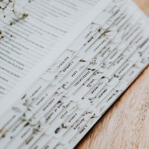 NEW Floral Minimalist Bible Tabs | Vellum | Beautiful, Simple & Cute Vellum Index Stickers | Journaling Supplies | Neutral, Boho | Adhesive