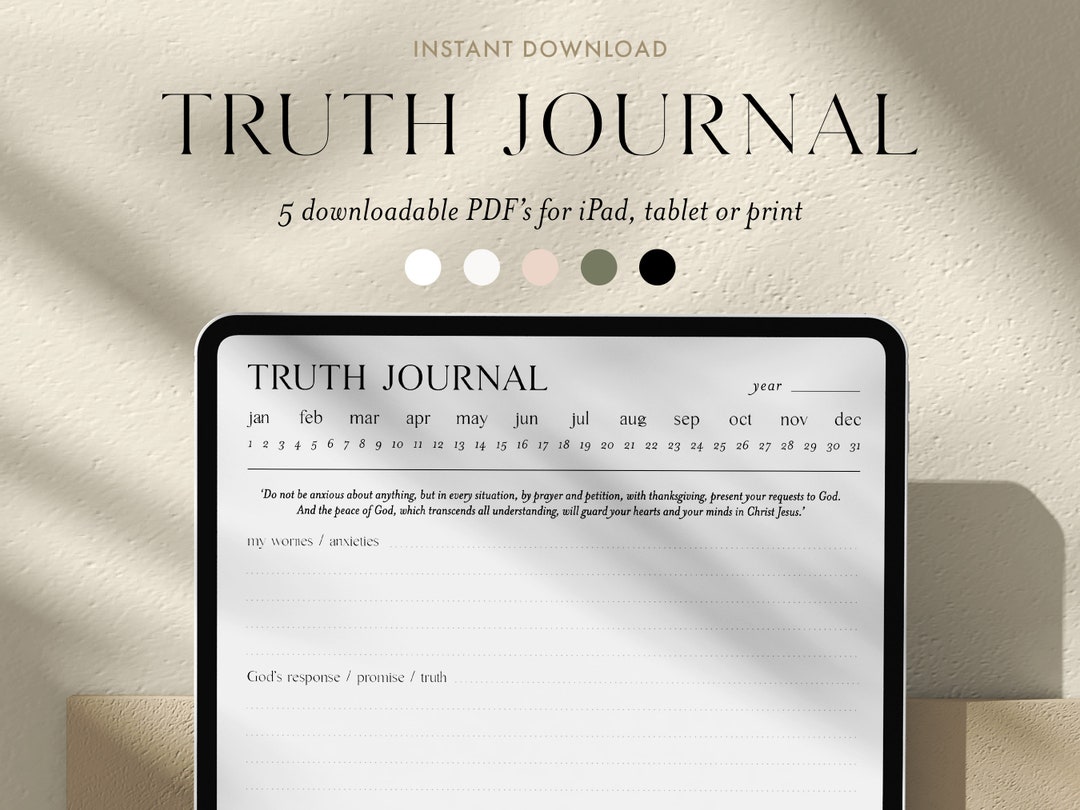 Truth Journal Minimalist Digital Truth Journal: Bible Notes, Anxious Thoughts (5 Pdf ...